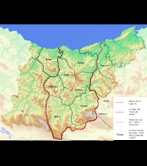 Mapa de la división de Gipuzkoa en valles