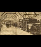 "La Guipuzcoana" paper mill: main room with the paper-making machine(Juan Comba.1884)
