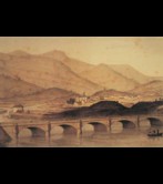 "Franco-Spanish frontier: view of the international bridge over the Bidasoa" 1864