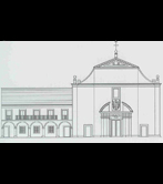 Drawing of the former façade of the Royal Seminary of Bergara (M.J. Lascurain, second half of the 19th century)